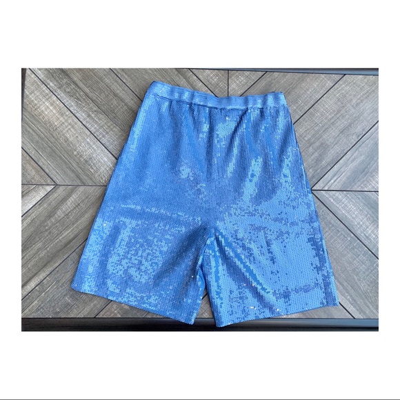 NWT Blue Tibi Allover Sequins Shorts 0 - Picture 4 of 5
